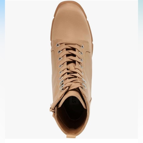 Steve Madden Hani Lace Up High Heeled Platform Combat Booties Size 8.5 Tan NIB - Picture 3 of 9